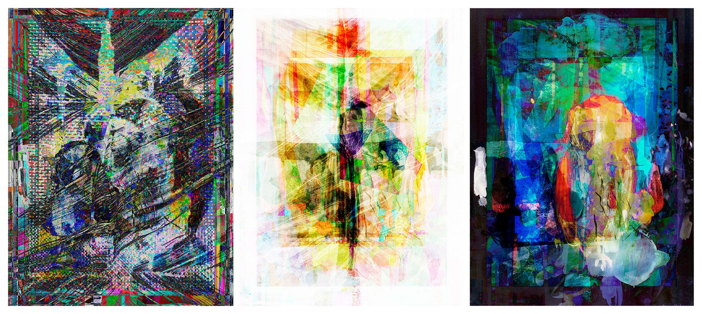 abstract digital works available as limited edition prints created from processing low resolution photos of other artists limited edition prints